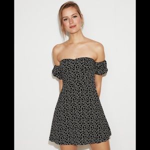 Express Off the Shoulder Fit and Flare Dress